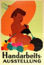 Advertising Poster Handcraft Exhibition Sewing Art Deco KaDeWe