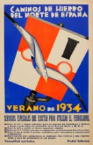 Advertising Poster Northern Spanish Railways 1934 Art Deco