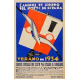 Advertising Poster Northern Spanish Railways 1934 Art Deco 