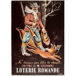 Advertising Poster Romande Lottery Hunter And Fox Switzerland hunting