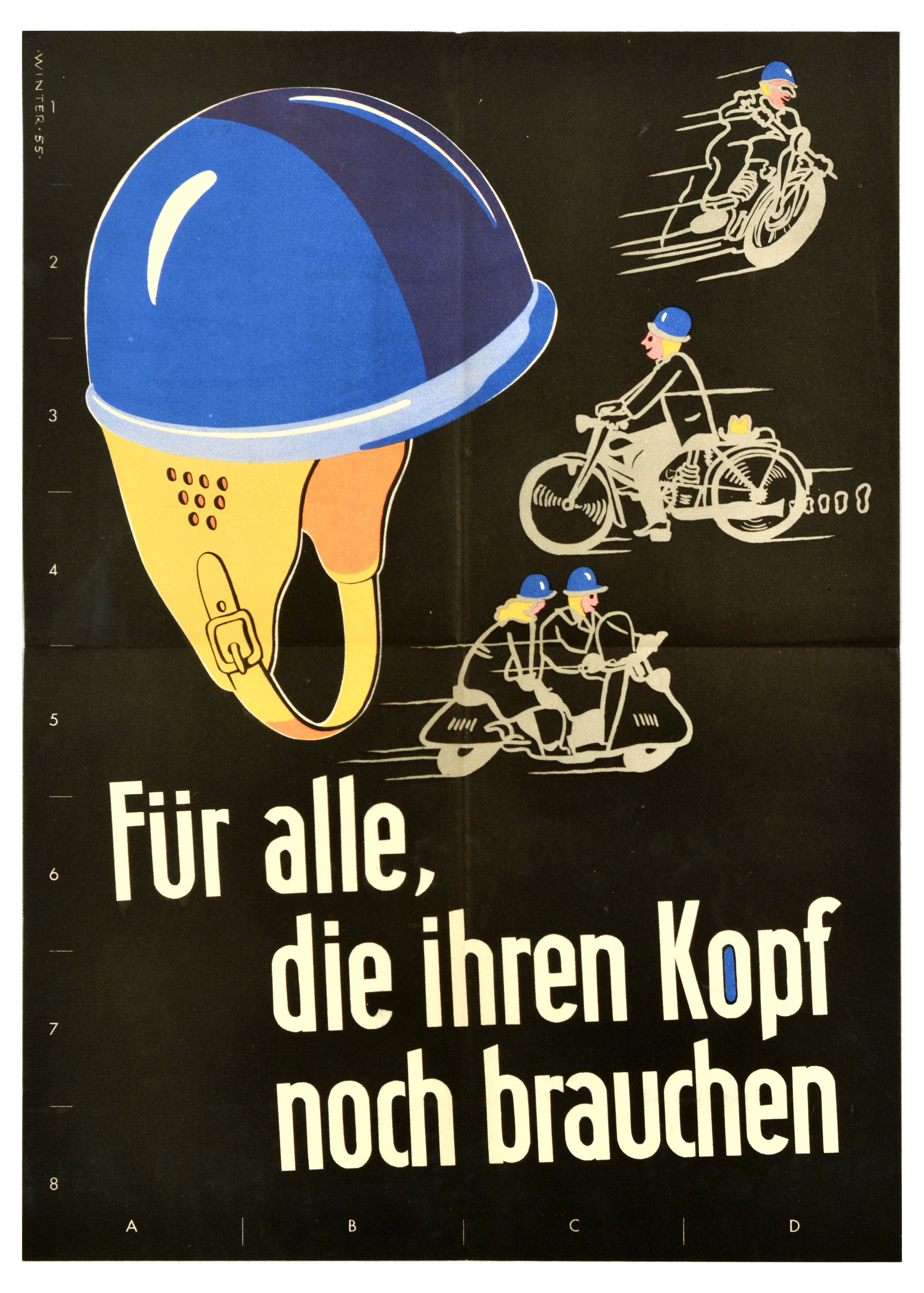 Propaganda Poster Road Safety Helmet Accident Prevention