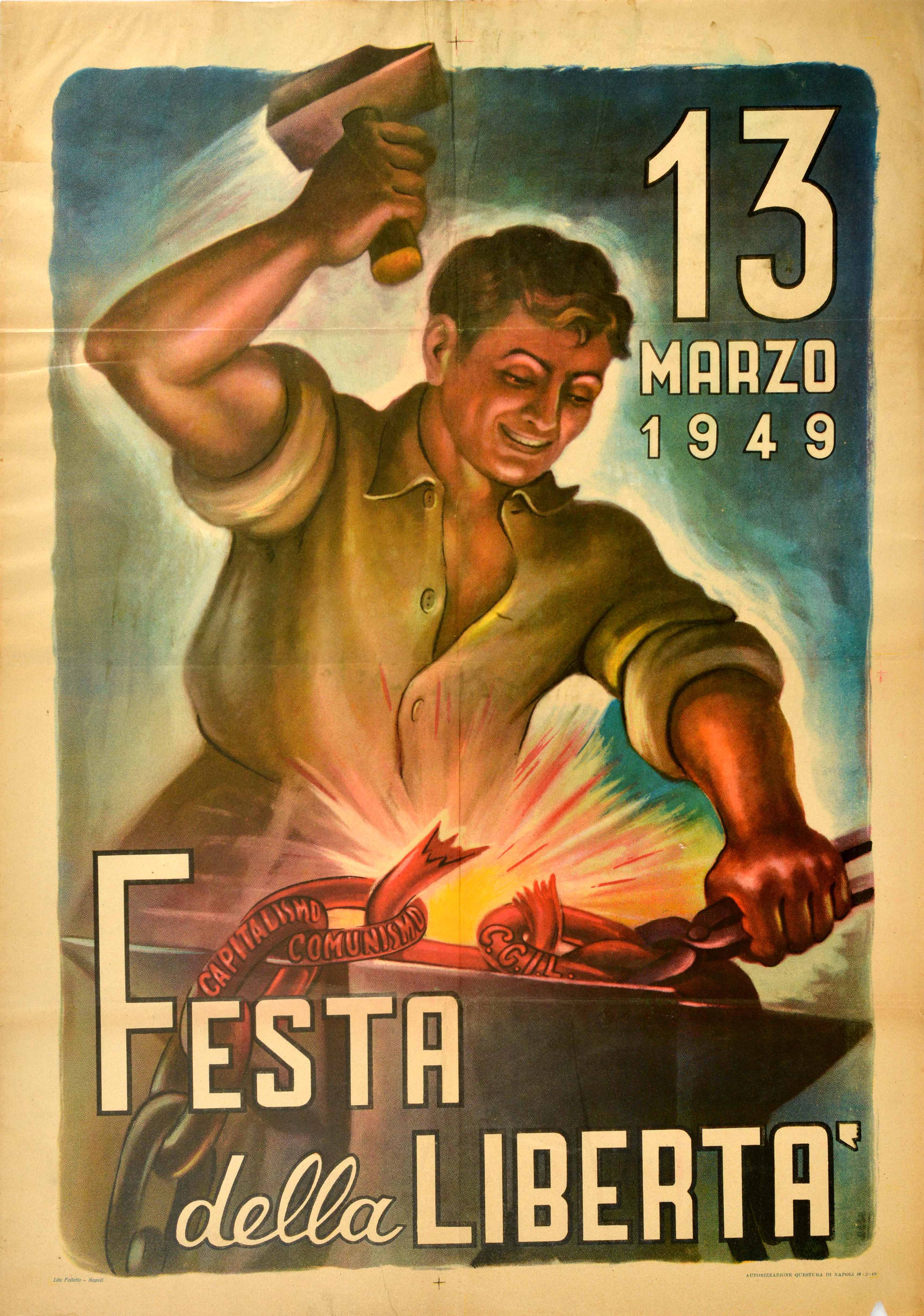 Propaganda Poster Italy Worker Freedom Day Celebration Capitalism Communism CCIL