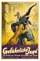 Movie Poster Dangerous Hunt Africa India Elephant Tiger Wild Nature Documentary