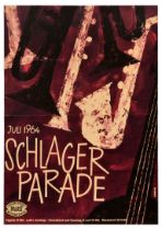 Advertising Poster Schlager Hit Parade Jazz Music Instruments Midcentury Modern