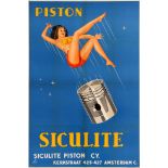 Advertising Poster Car Piston Siculite Pinup Netherlands