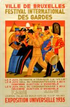Travel Poster Festival Of Guards Brussels Art Deco Belgium