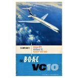 Advertising Poster BOAC VC10 Swift Silent Serene Plane