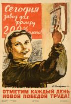 War Poster Labour Victory Women Worker USSR WWII Home Front War Effort