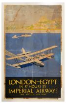Travel Poster Imperial Airways London Egypt British Airline Art Deco