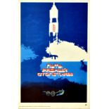 Propaganda Poster Soviet Space Rocket Travel USSR Journey Equal To Centuries