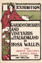 Advertising Poster Garden Orchard Vineyards UK Italy Rosa Wallis Art Exhibition