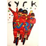 Advertising Poster Cyrk Unicyle Acrobats Sawka Polish Design