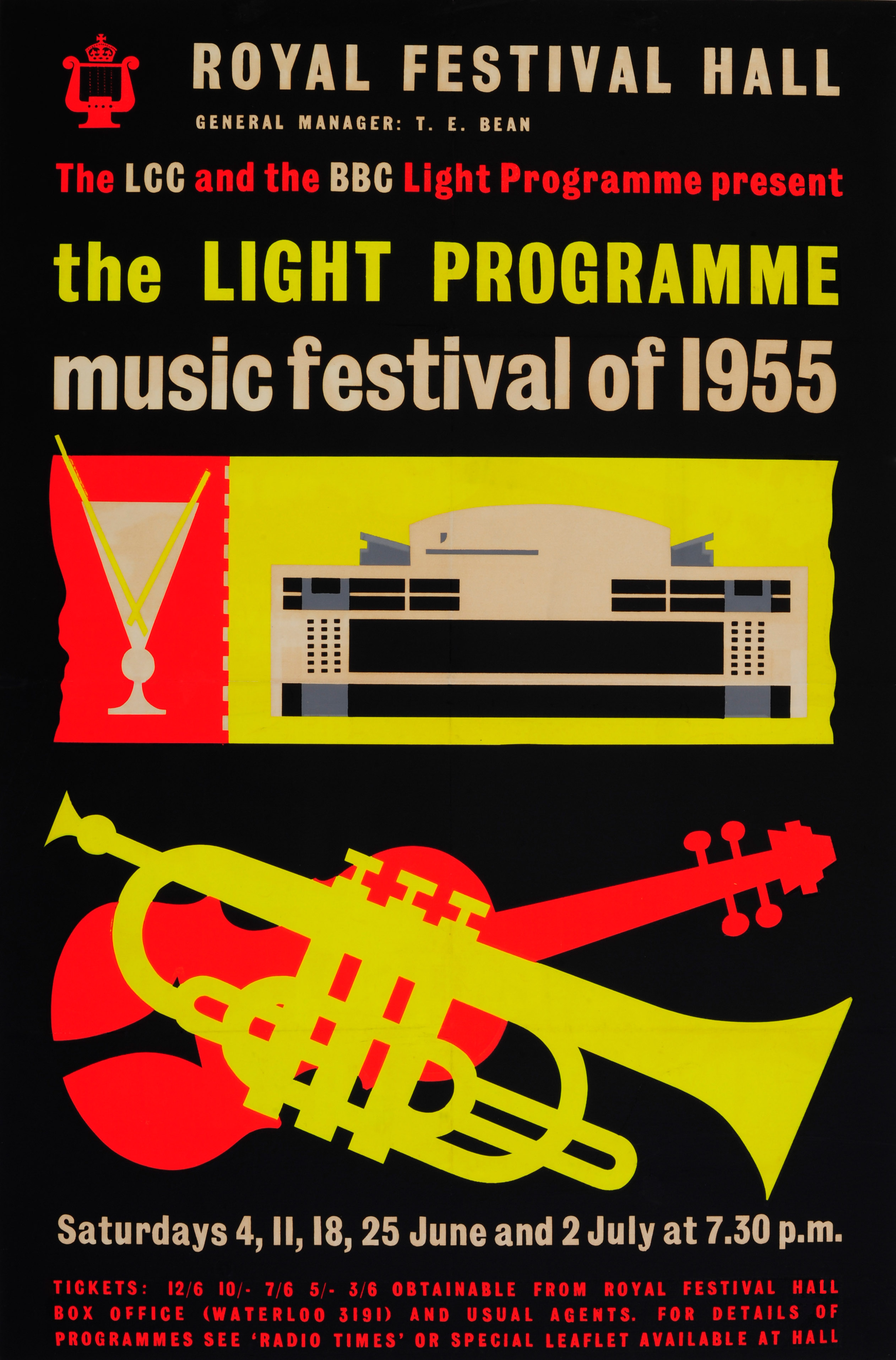 Advertising Poster Royal Festival Hall Music Festival Midcentury Modern