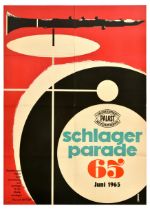 Advertising Poster Schlager Parade Hit Song Show Jazz Midcentury Modern