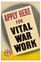 War Poster Vital War Work Recruit WWII