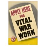 War Poster Vital War Work Recruit WWII