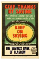 Advertising Poster Give Thanks Savings Bank Glasgow Trustee Savings Banks