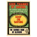 Advertising Poster Give Thanks Savings Bank Glasgow Trustee Savings Banks