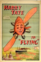 Advertising Poster Early Aviation London New York Stamship Harry Tate Flying Comedy Play UK