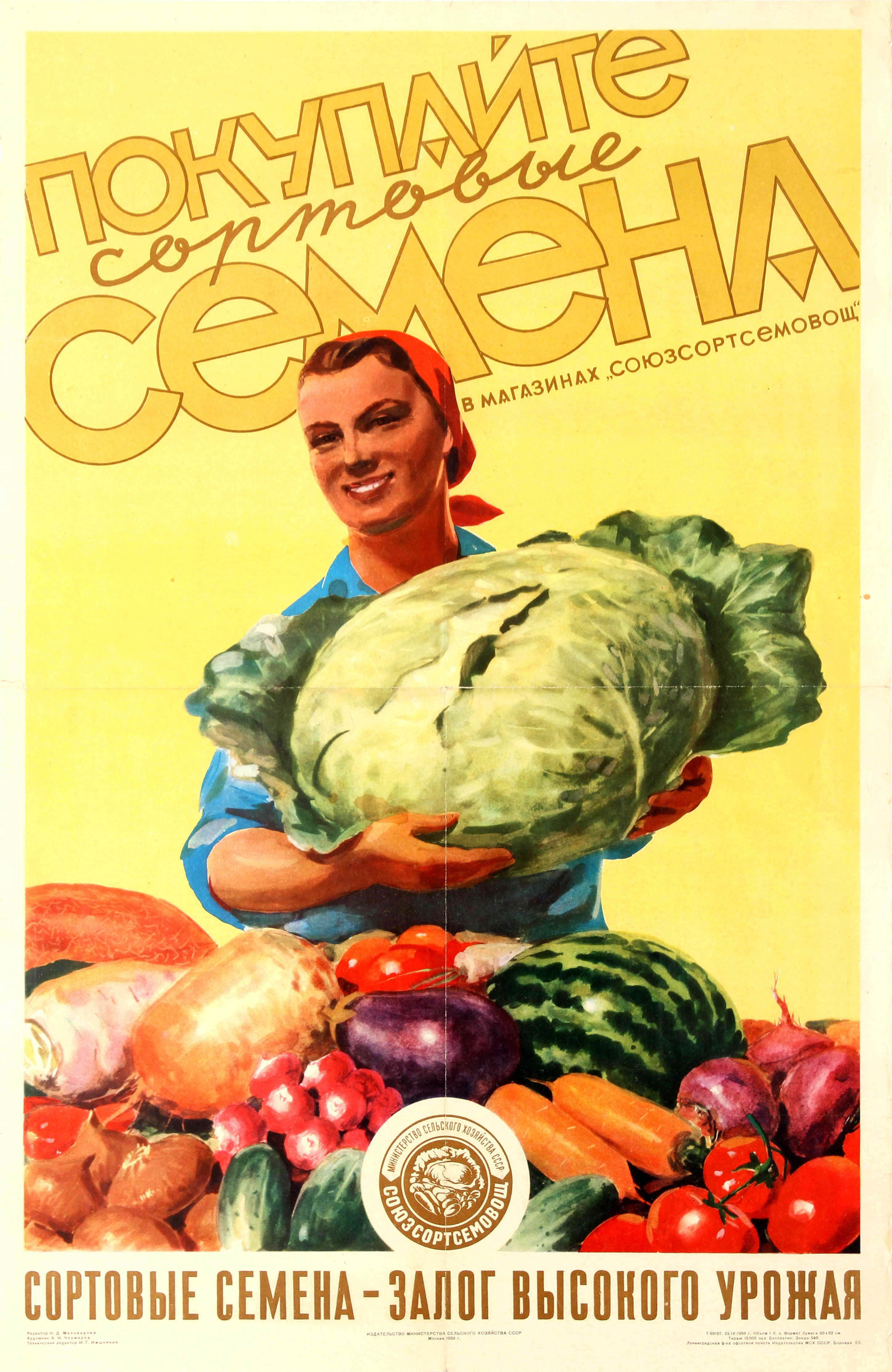 Advertising Poster Premium Plant Vegetable Seeds USSR Soviet Agriculture