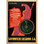 Advertising Poster Saponificio Locarno Soap Art Deco Warrior