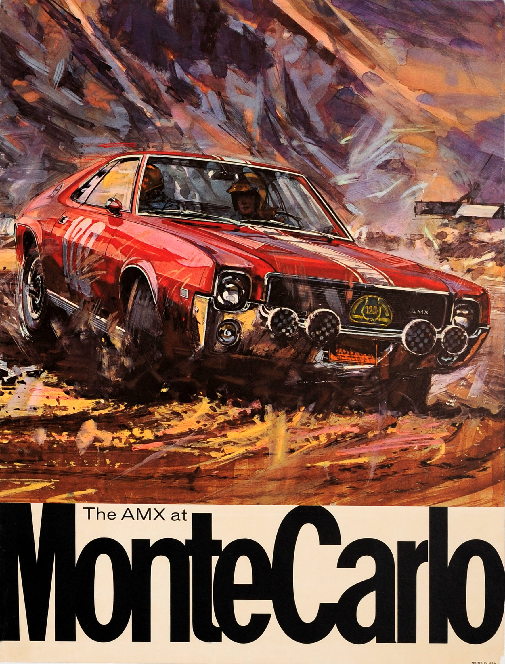 Advertising Poster AMC AMX Monte Carlo Rally Muscle Car Racing American Motors Corporation