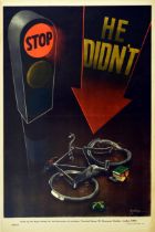 Propaganda Poster Road Safety ROSPA Stop Bicycle Accident Traffic Light