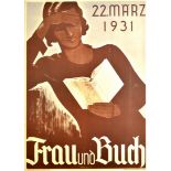 Advertising Poster Lady And Book Art Deco Germany