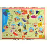 Advertising Poster South West France Vineyards French Wine Illustrated Map