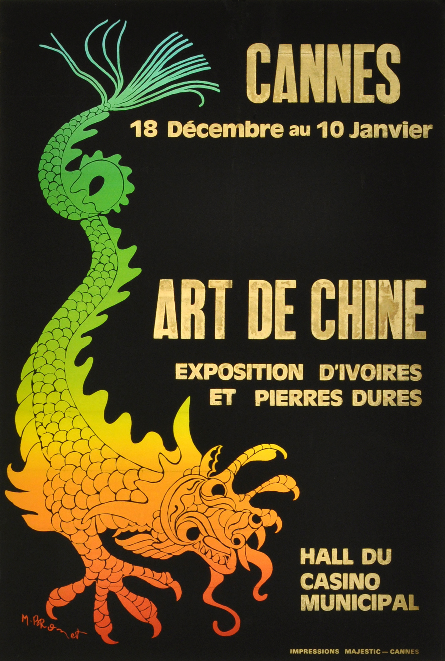 Advertising Poster Art of China Cannes Dragon France Riviera Casino