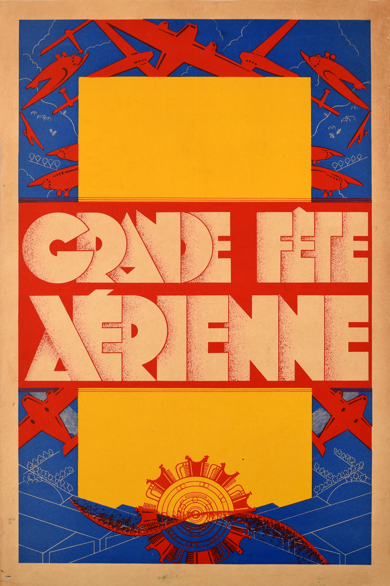 Advertising Poster Airplane Aviation Festival Art Deco France