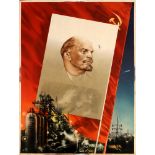 Propaganda Poster Pravda Newspaper Lenin USSR Soviet Industry