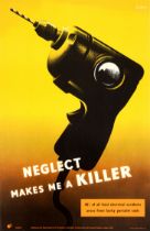 Propaganda Poster Neglect Killer Drill ROSPA Power Tool Safety