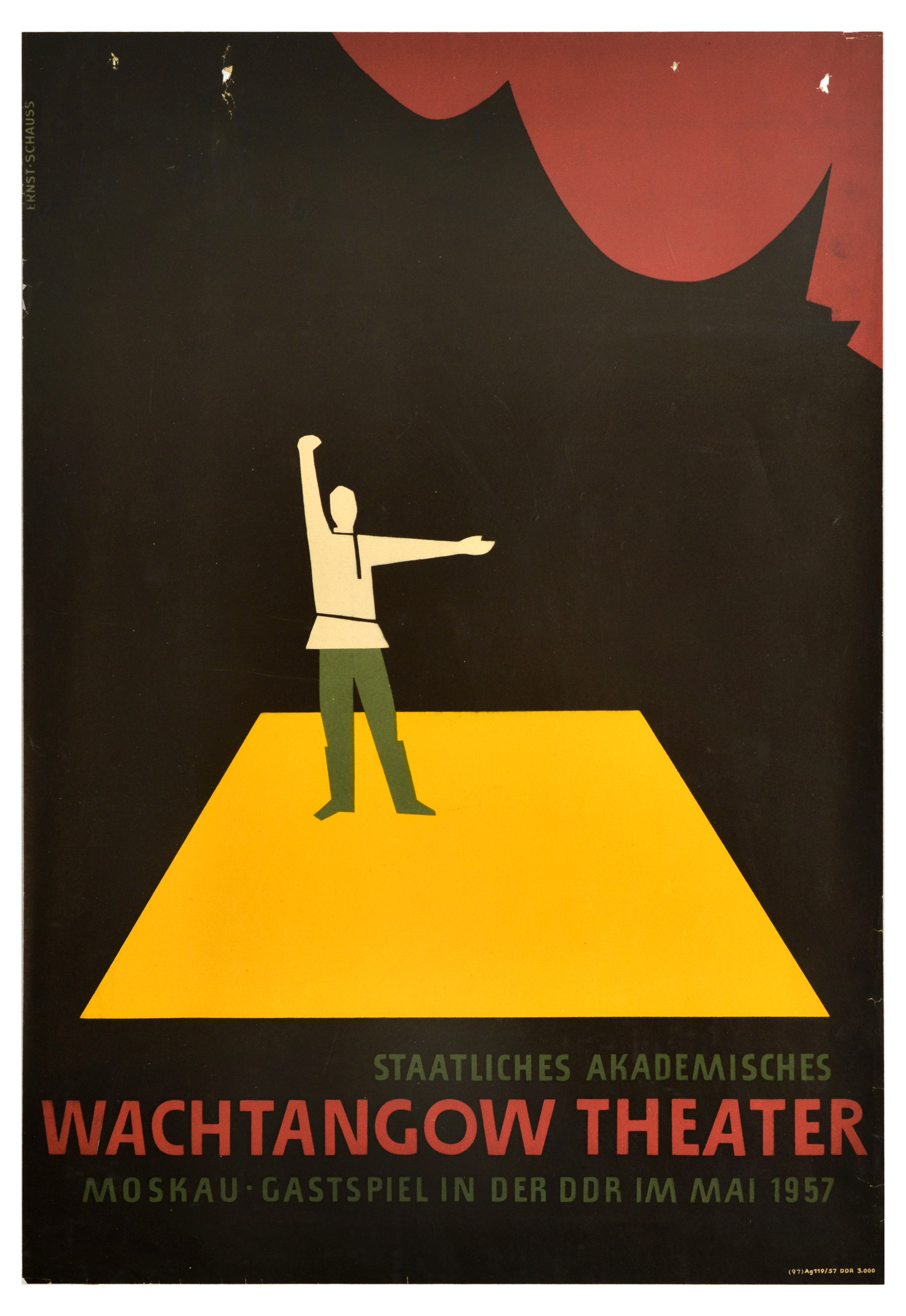 Advertising Poster Vakhtangov Theatre Moscow GDR  Midcentury Modern