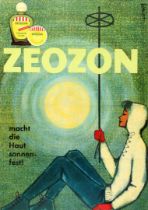 Advertising Poster Zeozon Sun Cream Skiing Midcentury