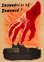 Propaganda Poster Czech League Nazi Bolshevist Red Arm WWII Anti Communist USSR