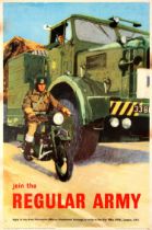 Propaganda Poster British Army Motorcycle Truck Driver Recruitment