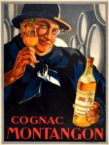 Advertising Poster Cognac Montangon France Alcohol Drink