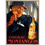 Advertising Poster Cognac Montangon France Alcohol Drink