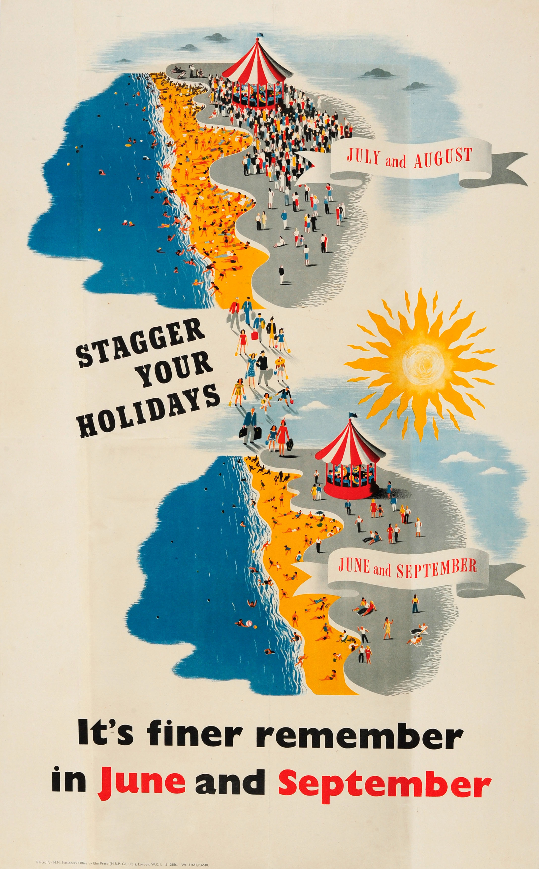 War Poster Stagger Your Holidays WWII UK Home Front