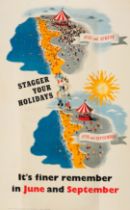 War Poster Stagger Your Holidays WWII UK Home Front