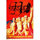 Propaganda Poster Peace Safety On Earth USSR Marx Engels Lenin