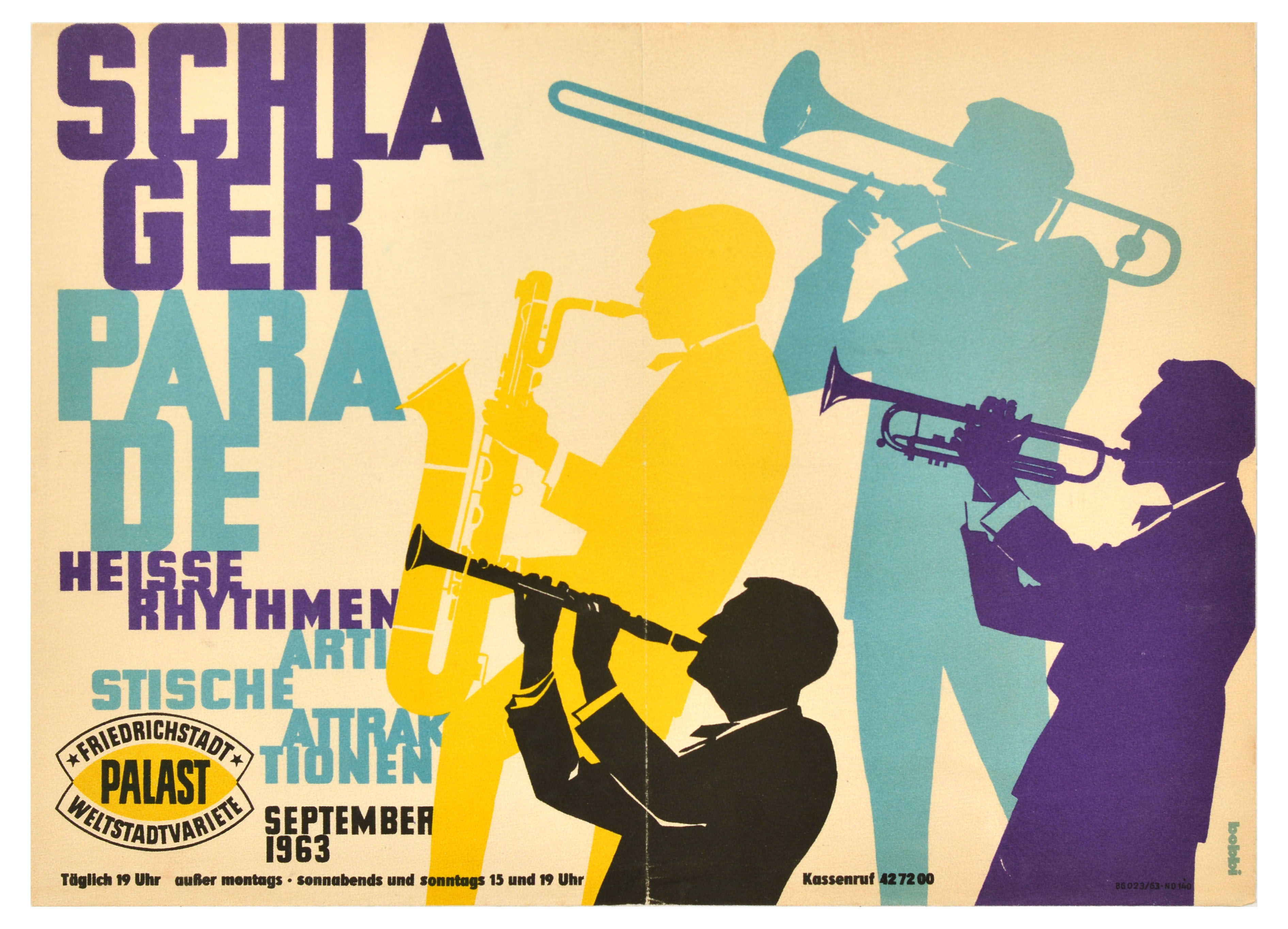 Advertising Poster Schlager Hit Parade Jazz Music Midcentury Modern