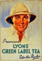 Advertising Poster Lyons Green Label Tea Colonial Hat