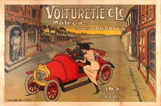 Advertising Poster Voiturette CLC Early Classic Car Belle Epoque France