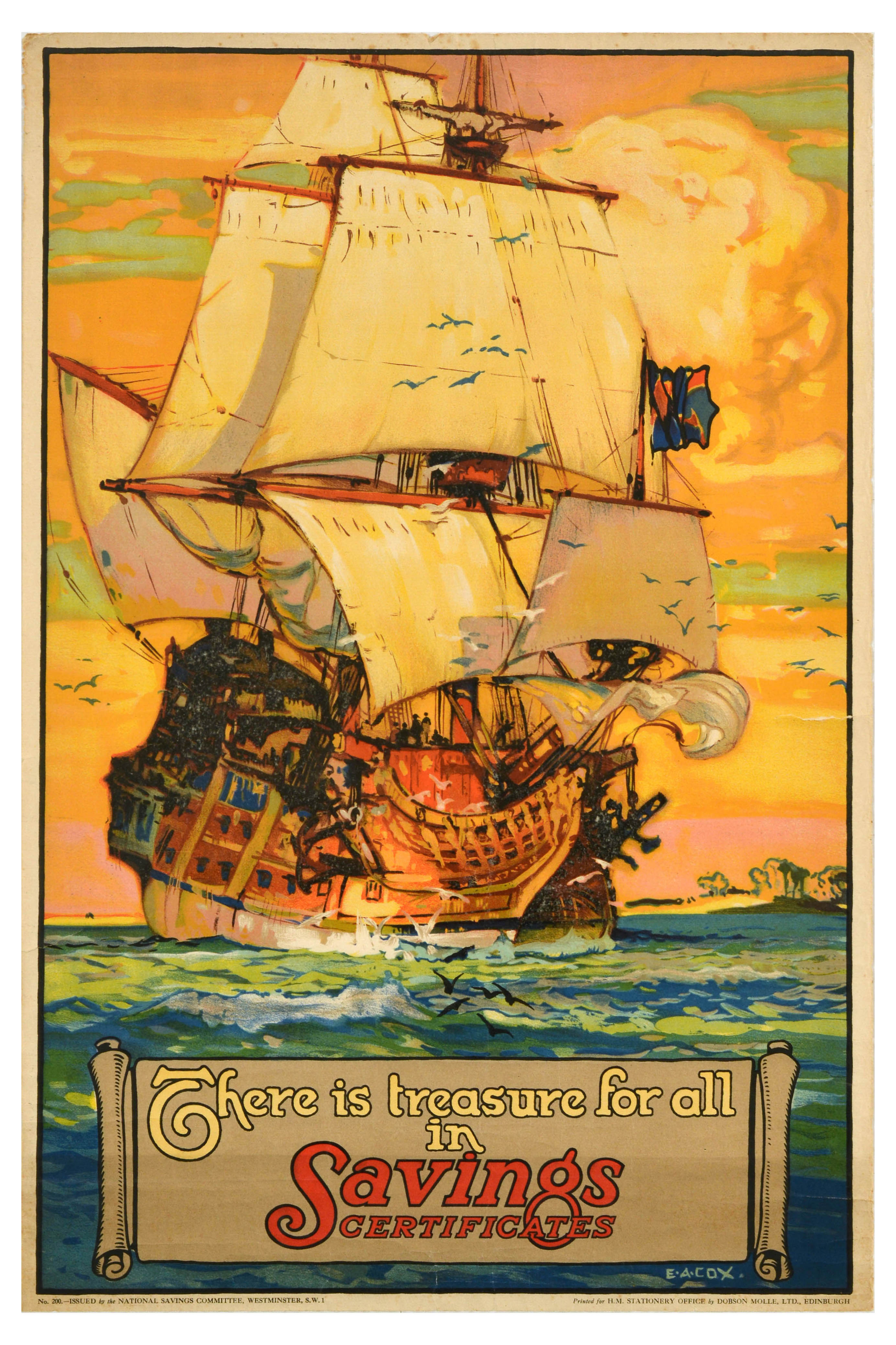 Propaganda Poster National Savings Certificates Ship EA Cox
