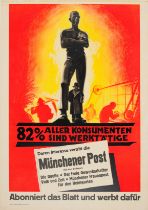 Advertising Poster Munchener Post Newspaper Art Deco Modernism