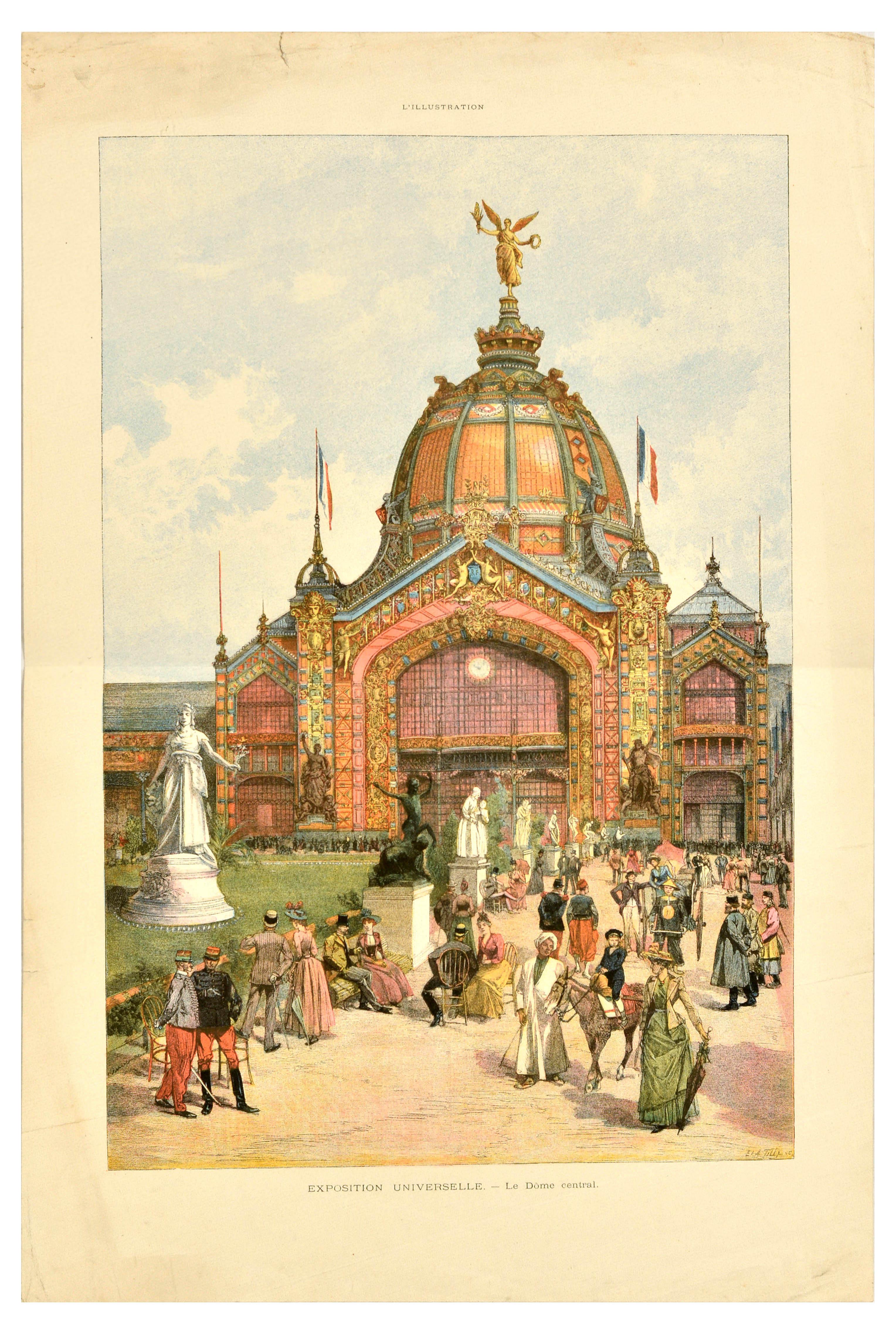 Antique Poster Print Universal Exhibition Paris Central Dome France