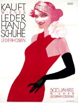 Advertising Poster Leather Gloves Lady Art Deco Vienna