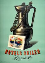 Travel Poster Hotels Seiler Zermatt Switzerland Edi Hauri